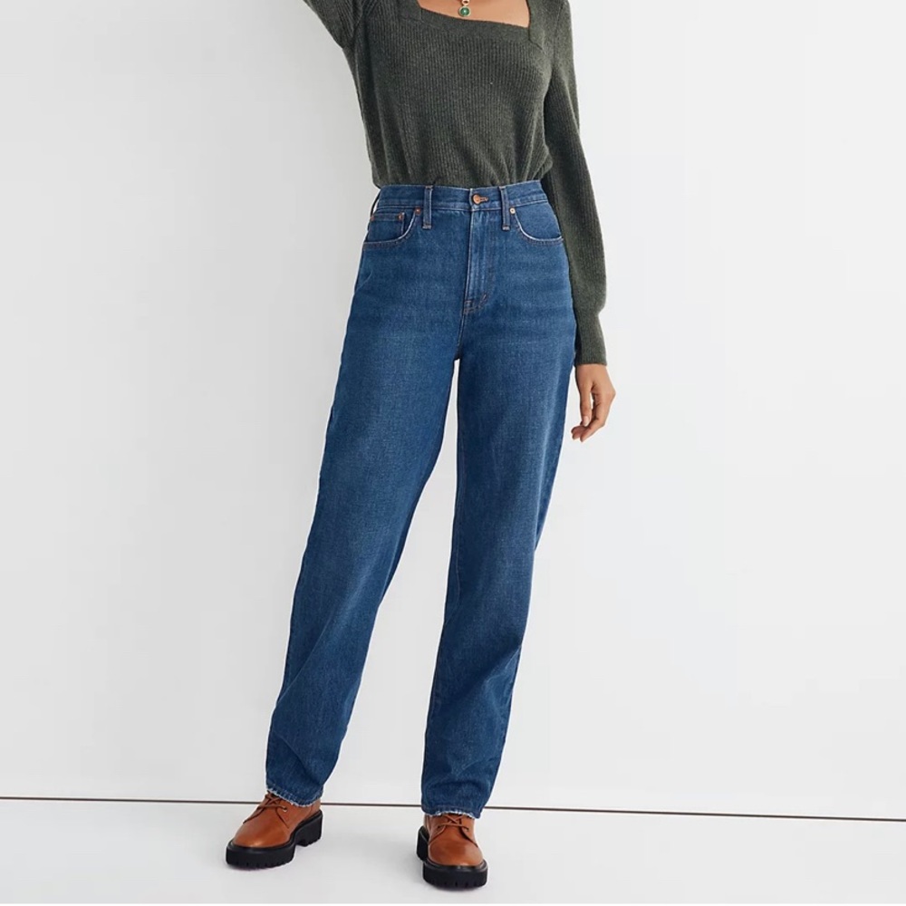 Madewell Baggy Straight Jeans in Dark Worn Indigo Wash